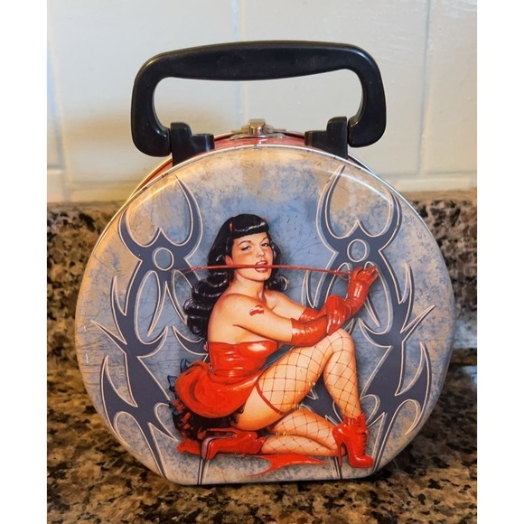 Other - Bettie Page Round Metal Vandor Tote